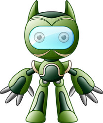 Cute cartoon green robot isolated on white vector