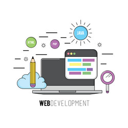 laptop with code programing software data vector image