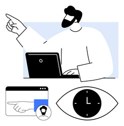 leader at laptop gesturing with browser window vector image