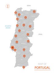 portugal map with administrative divisions vector