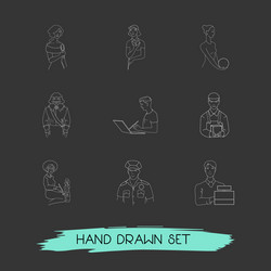 set occupation icons line style symbols vector image