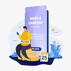 A man checking balance in mobile banking apps vector