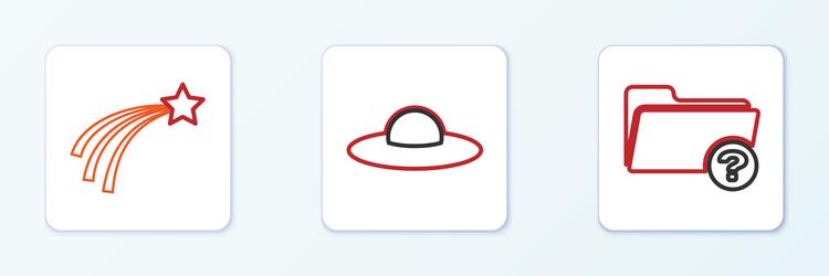 set line unknown directory falling star and ufo vector image