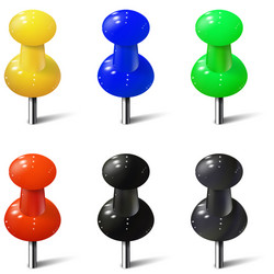 Set realistic push pins in different colors vector