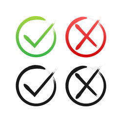 tick and cross signs green checkmark ok red x vector