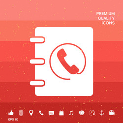 notebook address phone book icon with handset vector image