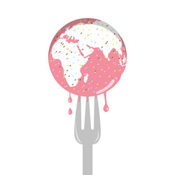Pink Sprinkle Earth Cake with Fork Vector Image