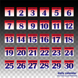 set buttons with calendar dates for month vector image