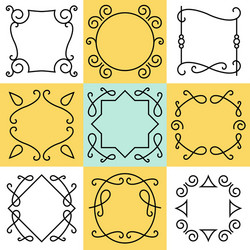 Set of outline borders and frames abstract vector