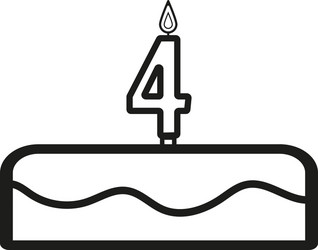 Cake with candles in the form of number 4 icon vector