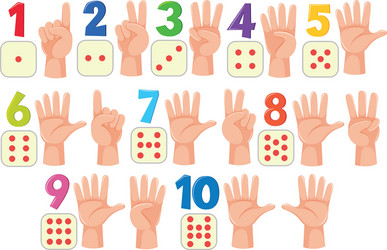 Counting Hands with Number Dots vector image