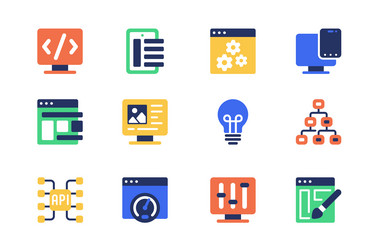 Design and development concept of web icons set vector