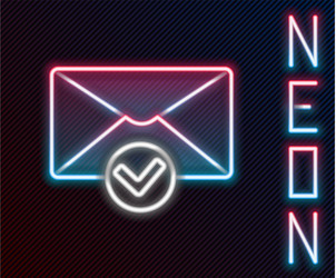 glowing neon line envelope and check mark icon vector image
