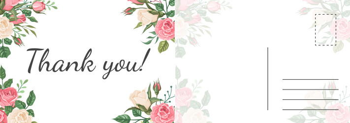 Pink Rose Thank You Card Vector Image