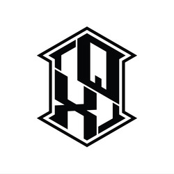 qx logo monogram hexagon shield shape up and down vector image