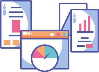 reports with digital objects in white background vector image