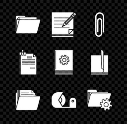 set document folder blank notebook and pencil vector image