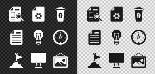 set document with graph chart settings coffee vector image