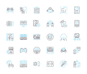 artificial intelligence linear icons set vector image