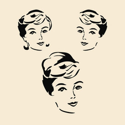 beautiful elegant woman in retro style vector