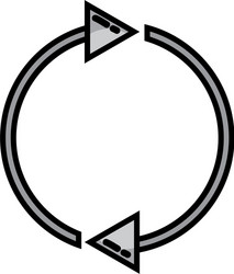 grayscale arrows in circle symbol of loading vector