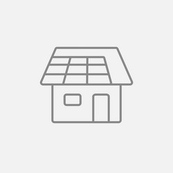 house with solar panel line icon vector