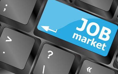 Job market key on the computer keyboard vector