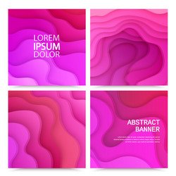 paper cut background set with 3d abstract vector image