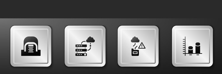 Set hangar with servers network cloud connection vector