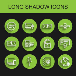 Set line computer monitor and mobile phone push vector
