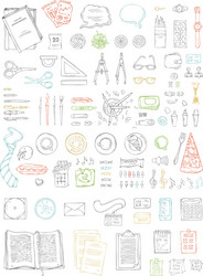 Set of doodles work place objects vector