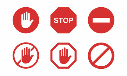 set of red warning signs representing prohibition vector image