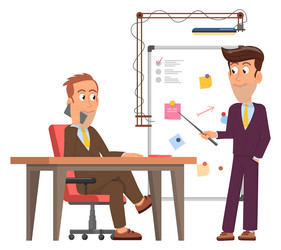 business presentation concept man showing plan vector