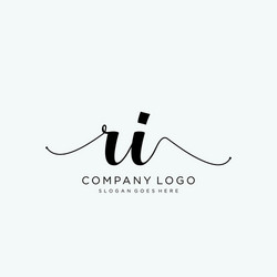 Initial ri handwriting logo with watercolor Vector Image