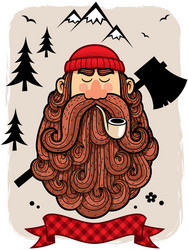 Lumberjack lean on the wood log Royalty Free Vector Image