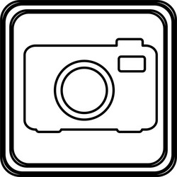 monochrome contour of button with analog camera vector image