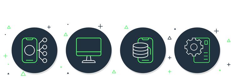 Set line computer monitor cloud technology data vector