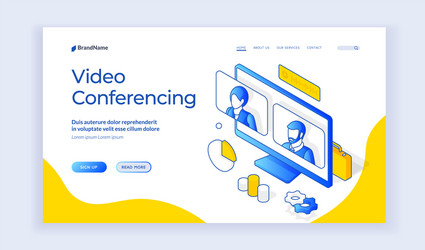 web banner for modern video chat application vector image