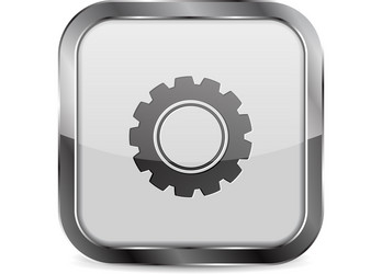 Web button settings square 3d icon with metal vector