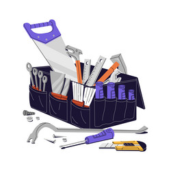 builder toolkit with different work instruments vector image