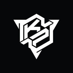 Kp logo monogram hexagon shape with triangle Vector Image