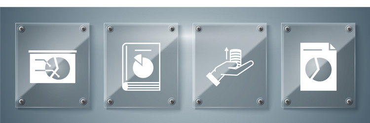 Set document with graph chart money on hand user vector