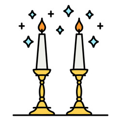 shabbat candles color-stroke vector