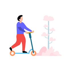 Girl is riding a scooty Royalty Free Vector Image