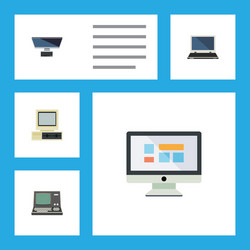 flat icon computer set of technology notebook vector image