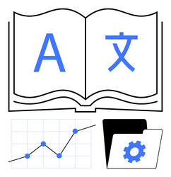multilingual learning with data visualization vector image