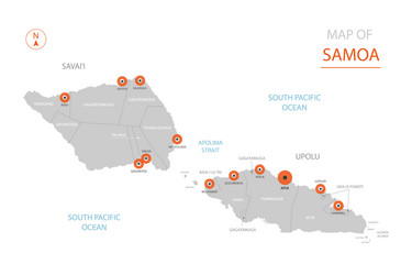 Samoa map with administrative divisions vector