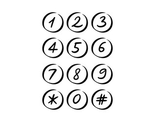 scribble numbers in circle hand drawn font vector image