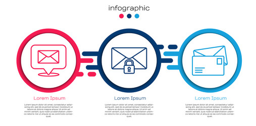 Set line speech bubble with envelope mail message vector