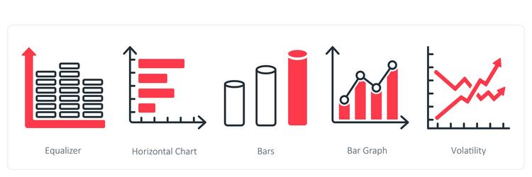 a set of 5 diagram icons as equalizer horizontal vector image